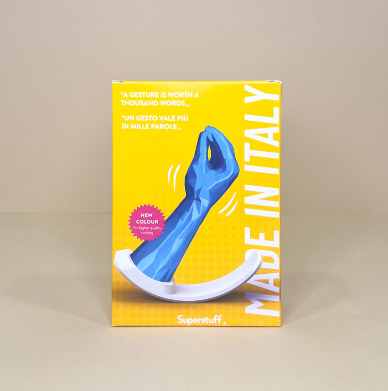 Cosa vuoi - Italian Style - manina oscillante gesto italiano - stampa 3D azzurro - immagine 3
